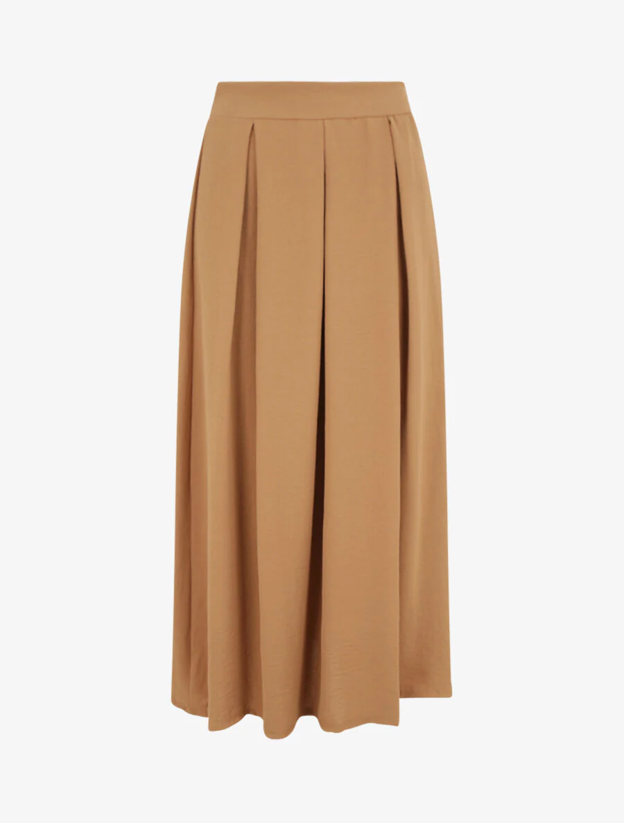 Lange effen uitlopende rok - Camel