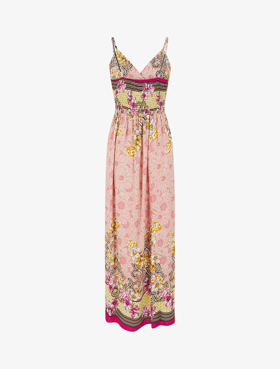Lange empire jurk met bandjes met bloemenprint - Roze - Image 2