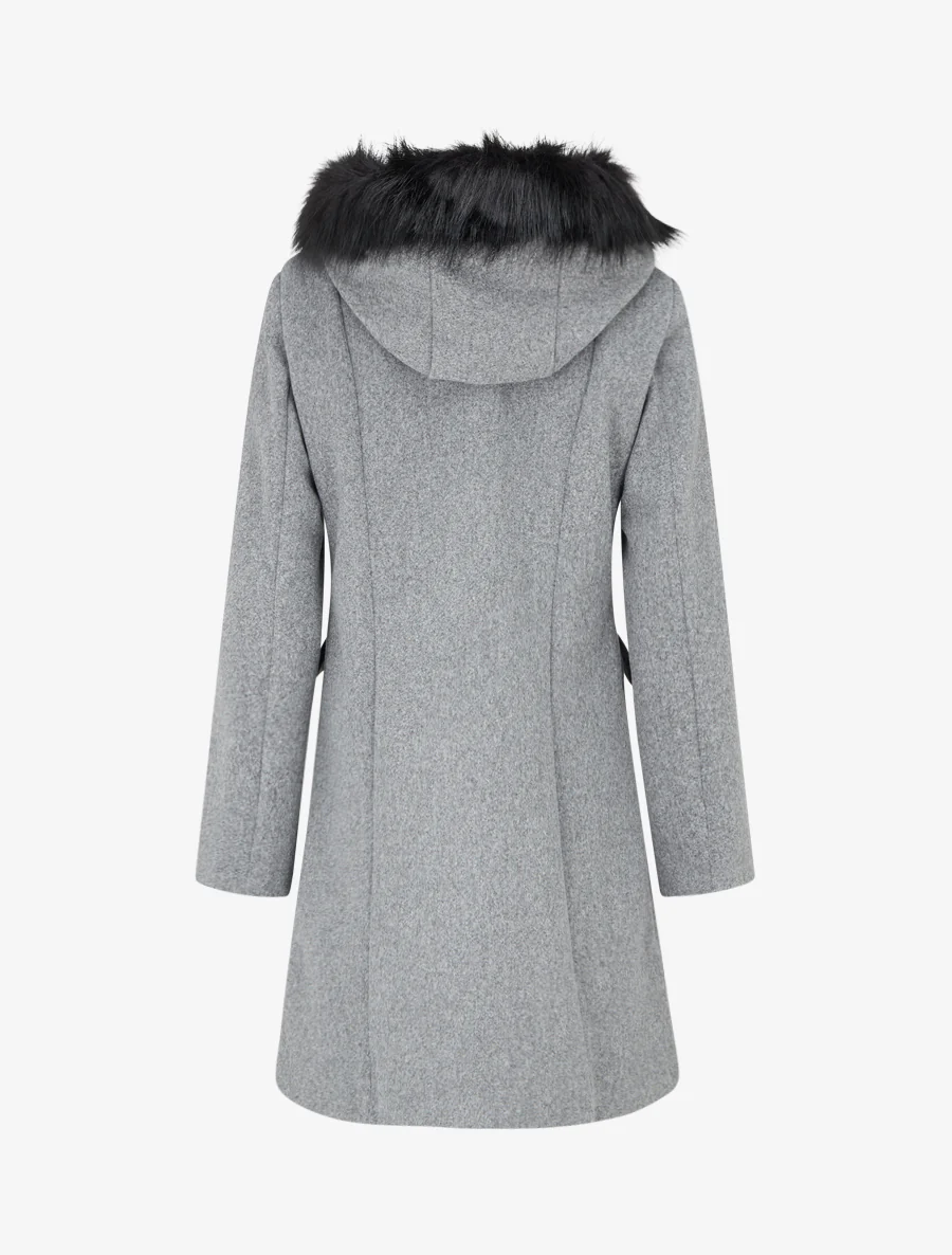 Lange jas met capuchon en ritssluiting - Grijs - Image 2