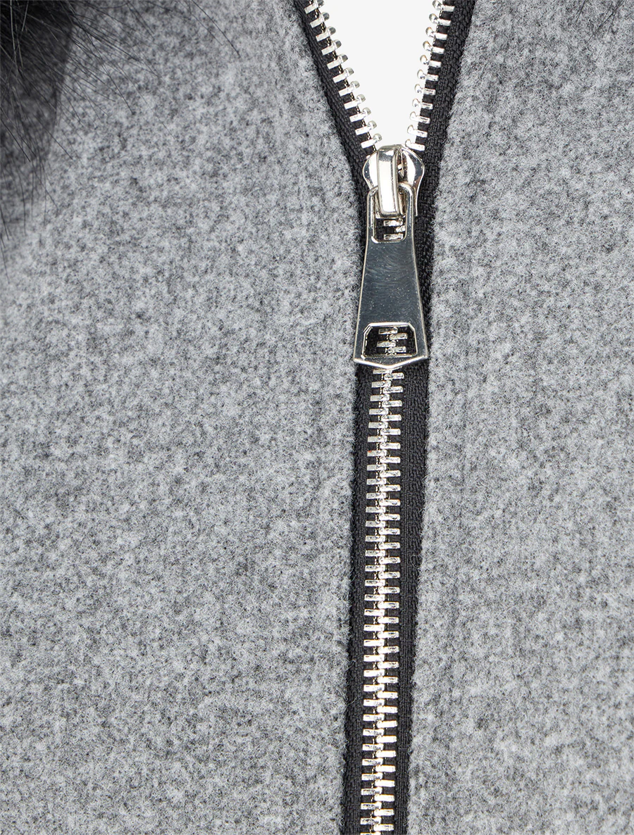Lange jas met capuchon en ritssluiting - Grijs - Image 3