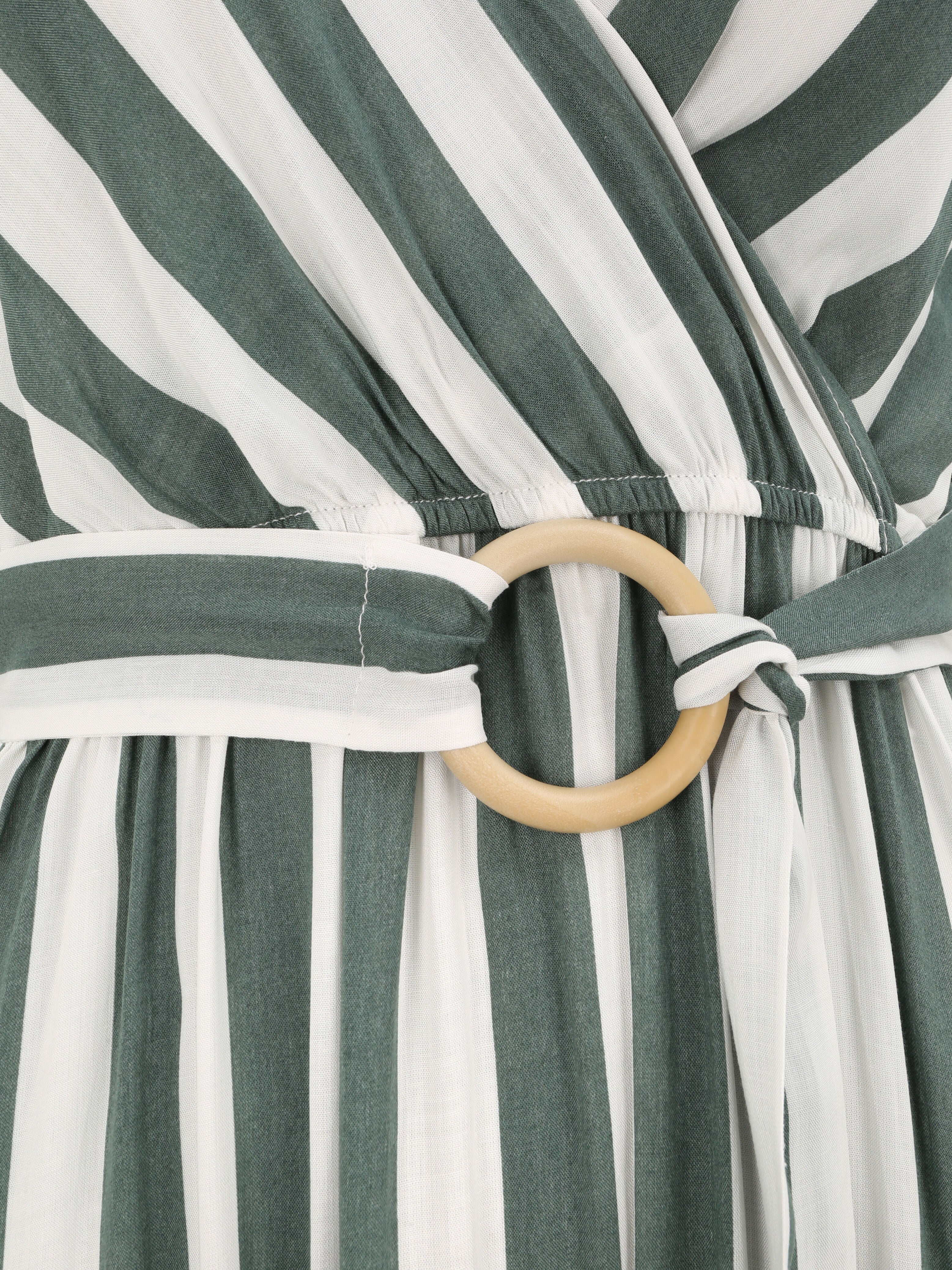 Lange empire jurk met gestreepte print - Groen - Image 3
