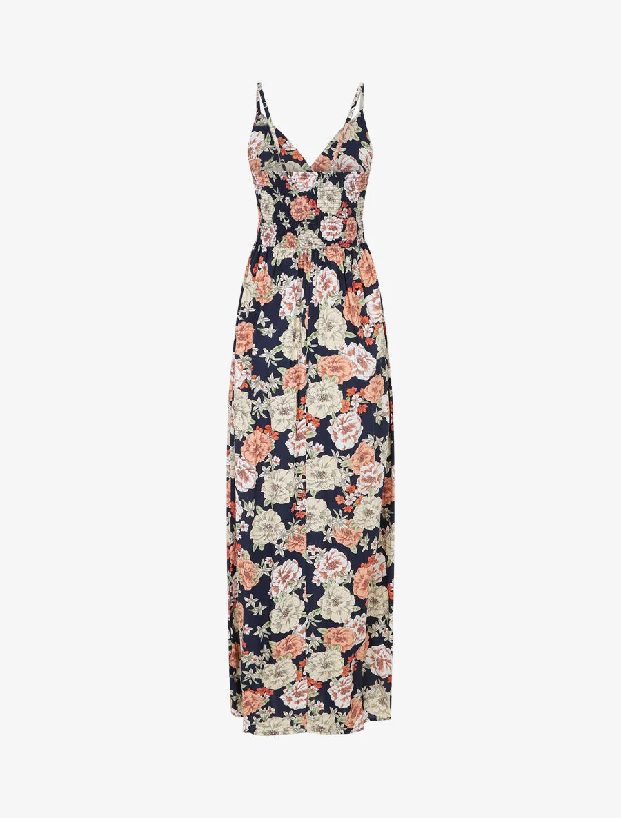 Lange jurk met bloemenprint - Marineblauw - Image 2