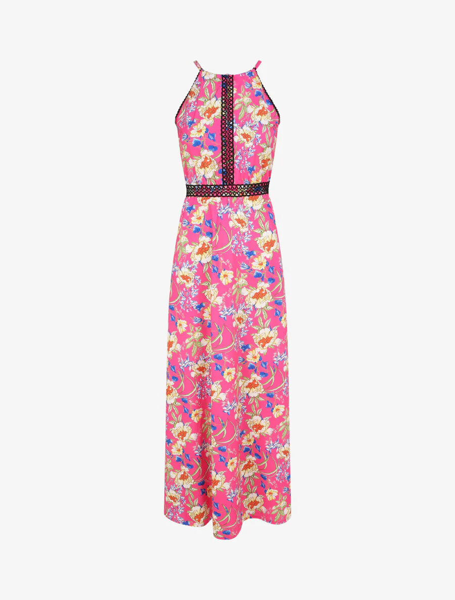 Lange jurk met bloemenprint - Fuchsia - Image 2