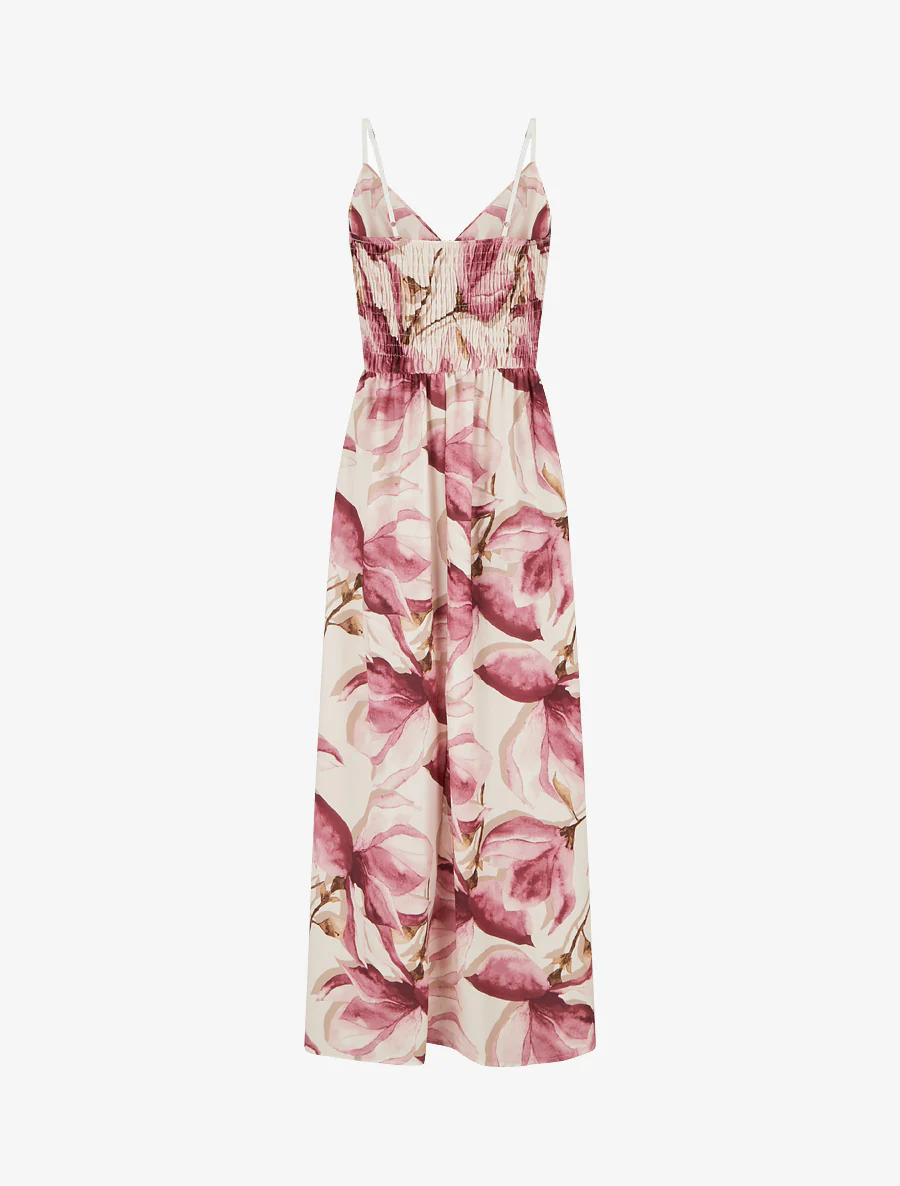 Lange jurk met elastische achterkant en bloemenprint - Oudroze - Image 2
