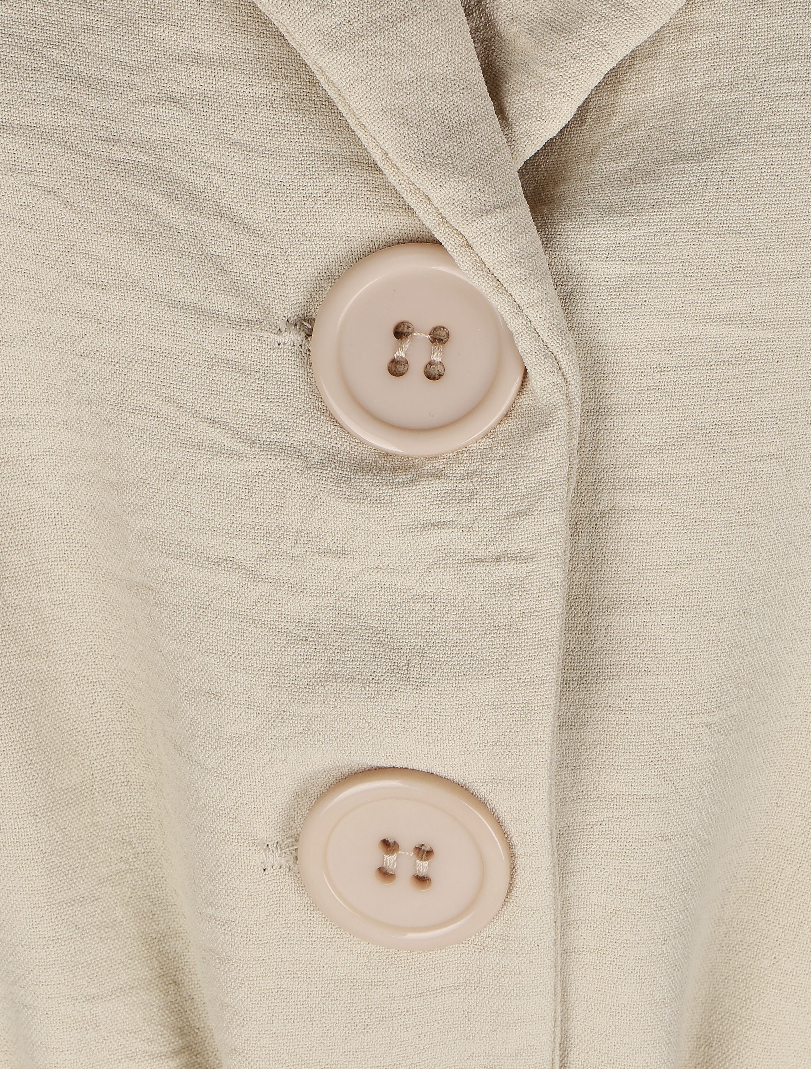 Lange jurk met schoudervullingen linnen effect - Beige - Image 3