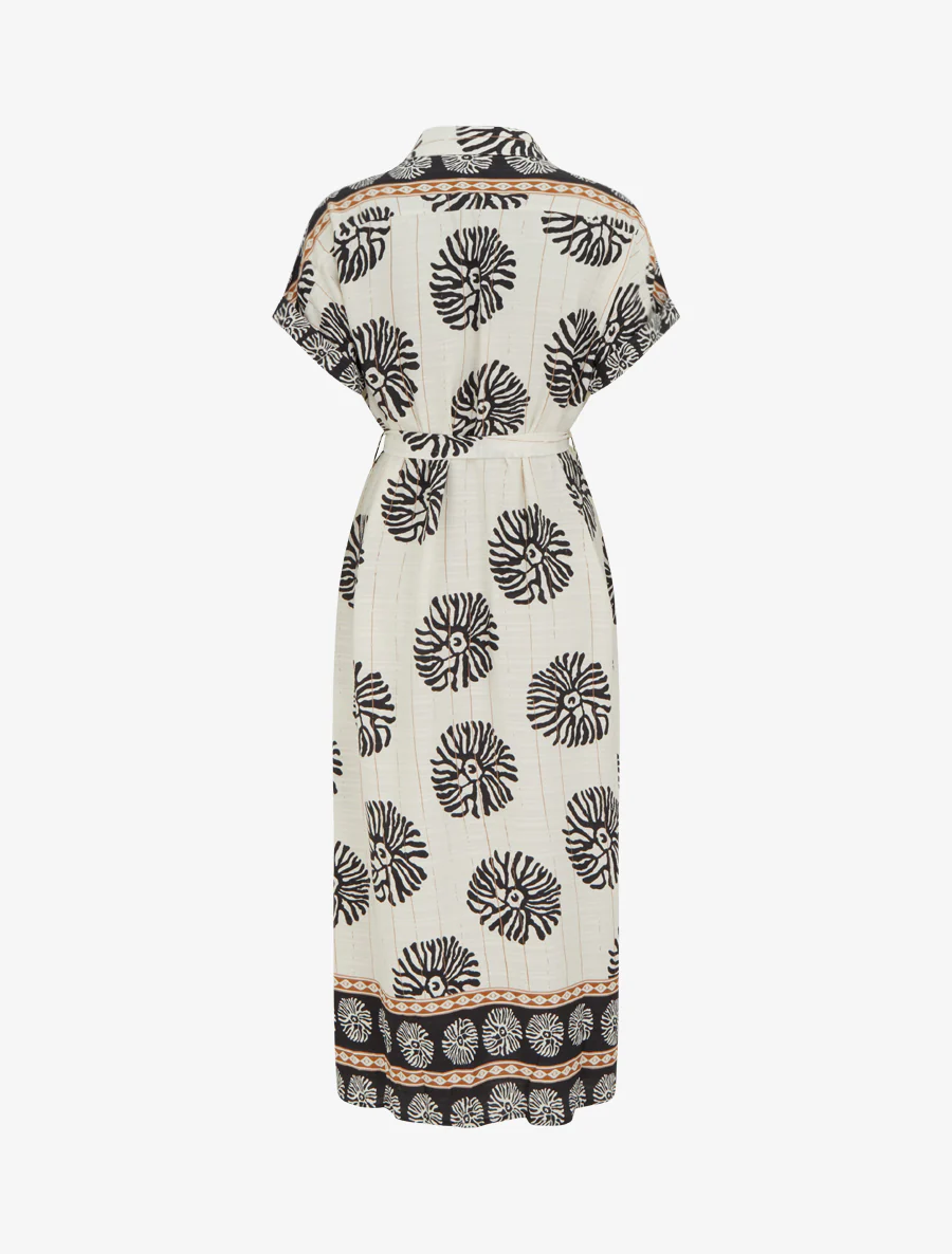 Lange jurk met fantasieprint en korte mouwen - Zwart - Image 2