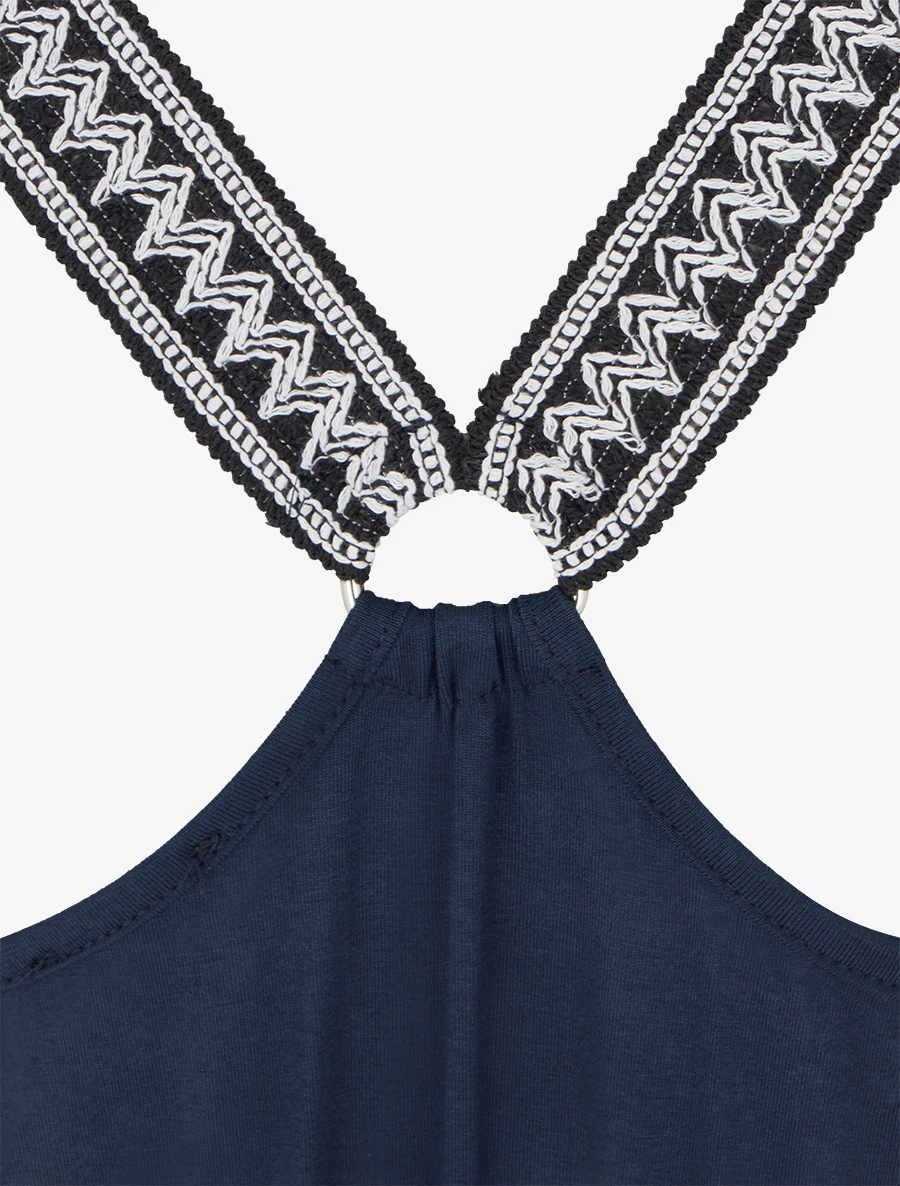 Lange jurk met fantasieprint - Marine - Image 3