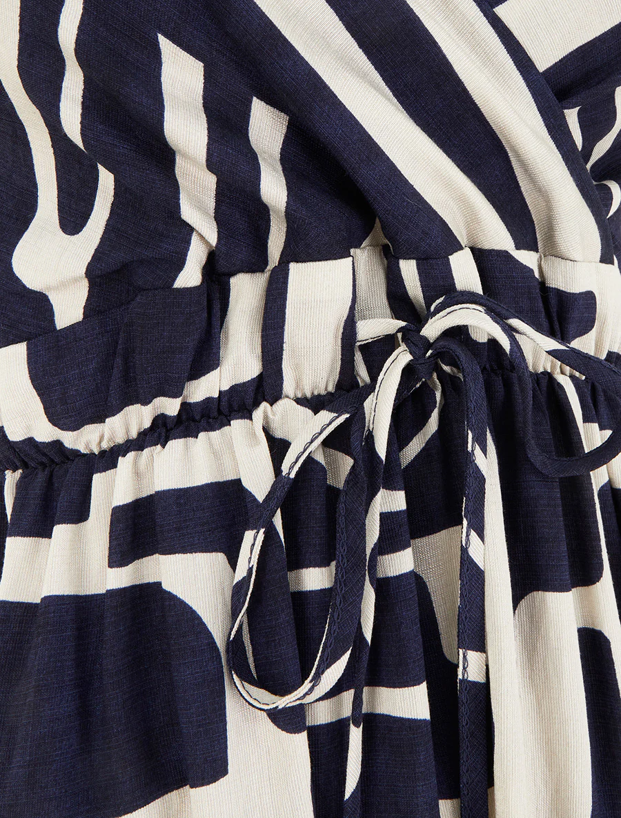 Lange jurk met grafische print - Marine - Image 3