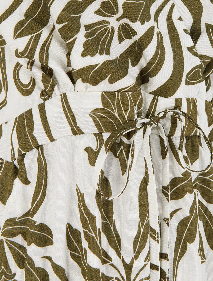 Lange jurk met ikatprint - Kaki - Image 3