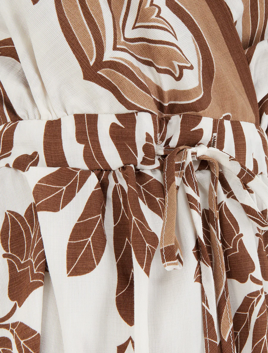 Lange jurk met ikatprint - Bruin - Image 3