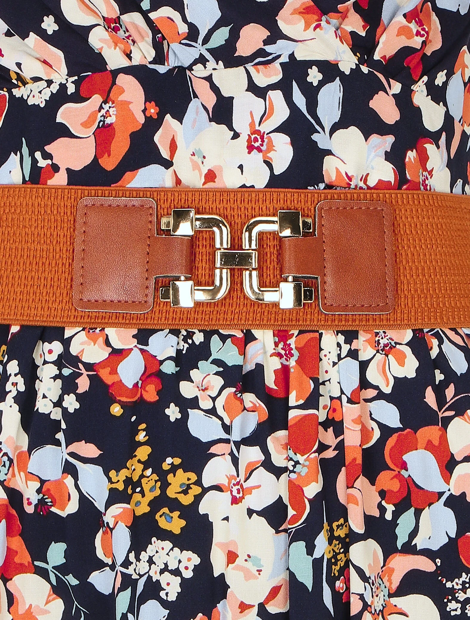 Lange jurk met lentebloemenprint - Marineblauw - Image 3