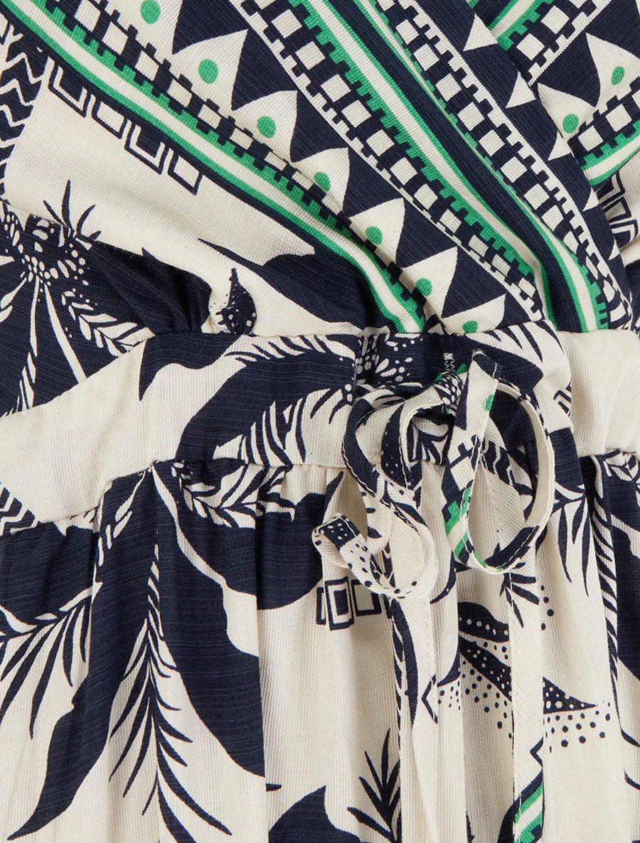 Lange jurk met palmprint - Marine - Image 4