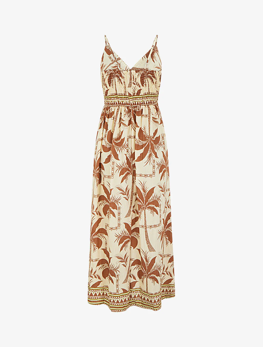 Lange jurk met palmprint - Bruin - Image 2