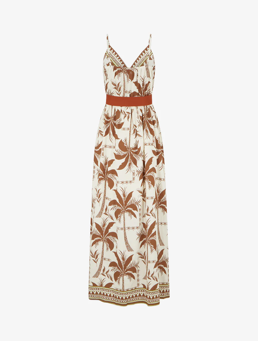 Lange jurk met palmprint - Bruin - Image 2