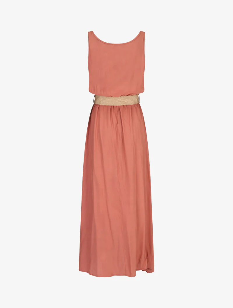 Lange jurk met decoratieve knopen - oranje - Image 2