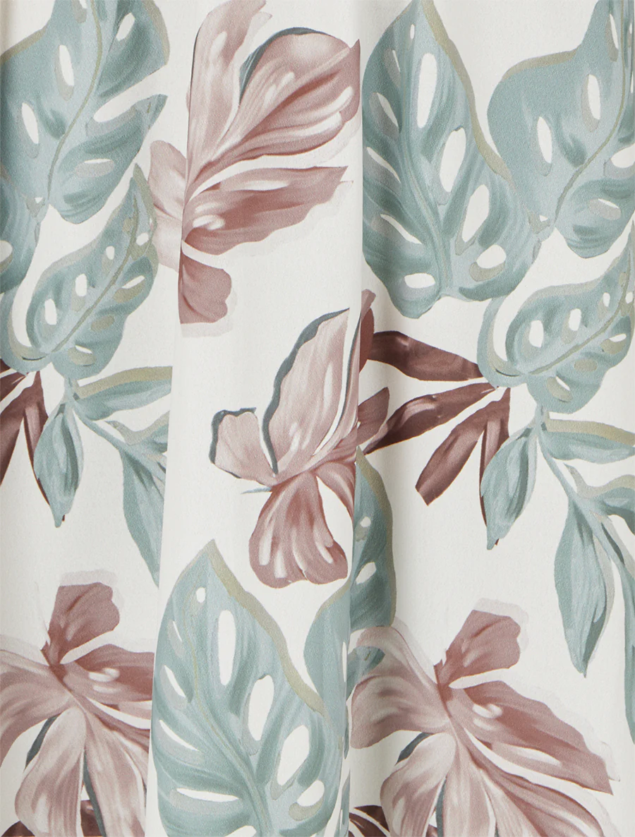 Lange jurk met smalle bandjes en tropische print - Kaki - Image 3