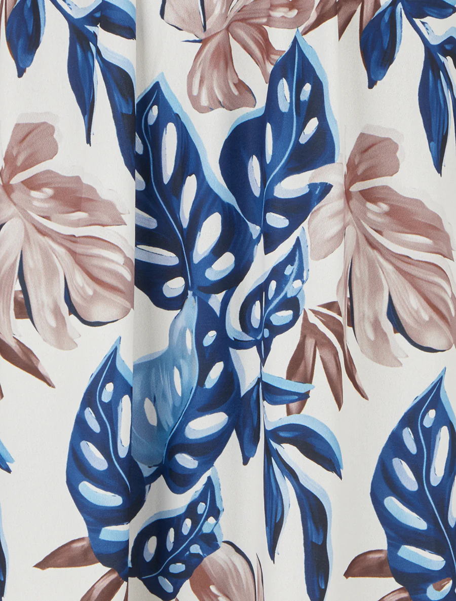 Lange jurk met smalle bandjes en tropische print - Marine - Image 3