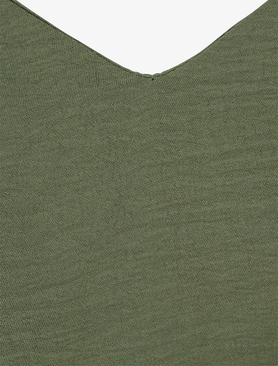 Lange jurk met strikpanelen - Kaki - Image 3