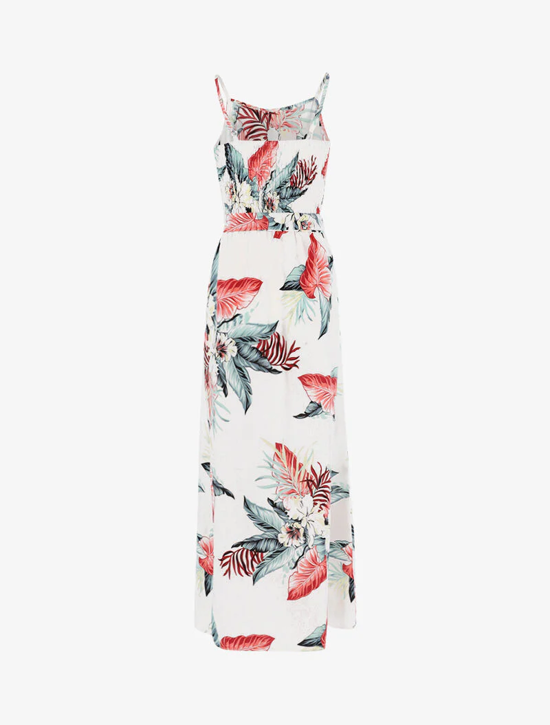 Lange jurk met tropische print - wit - Image 2