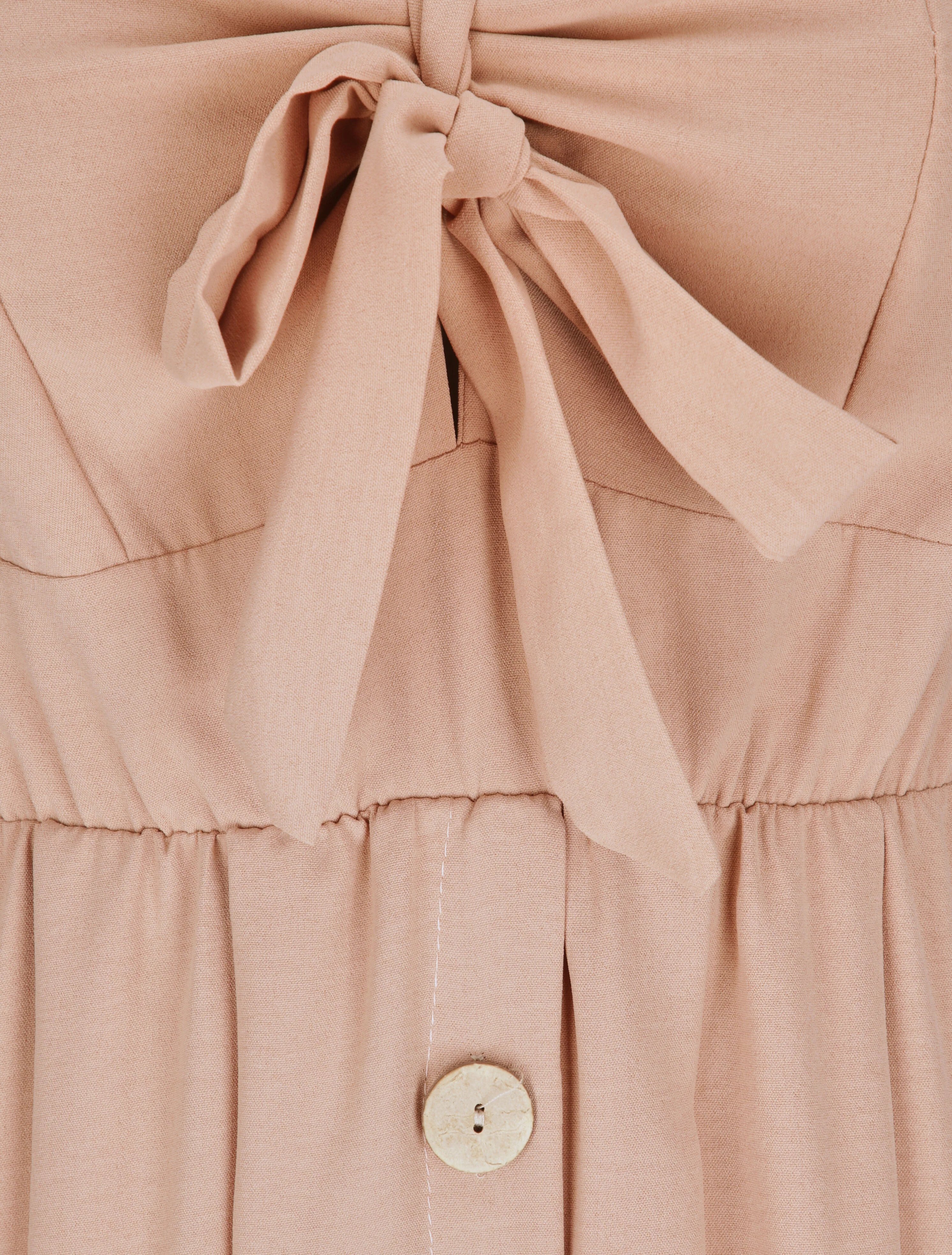 Lange knopstijl jurk - Camel - Image 3