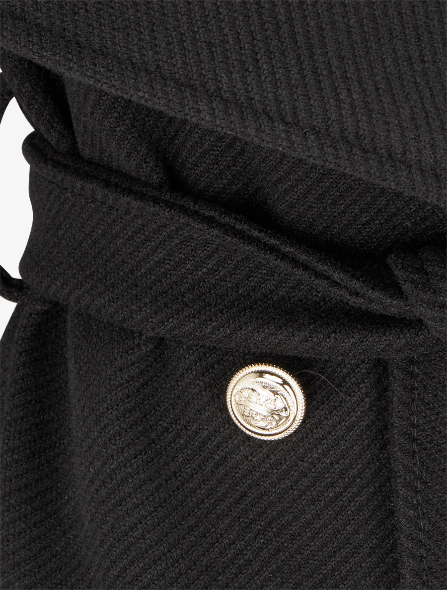 Lange mantel met riem - Zwart - Image 3