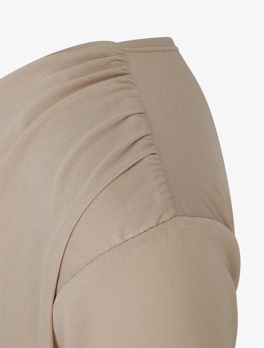 Lange mouw gedrapeerde body - Beige - Image 3