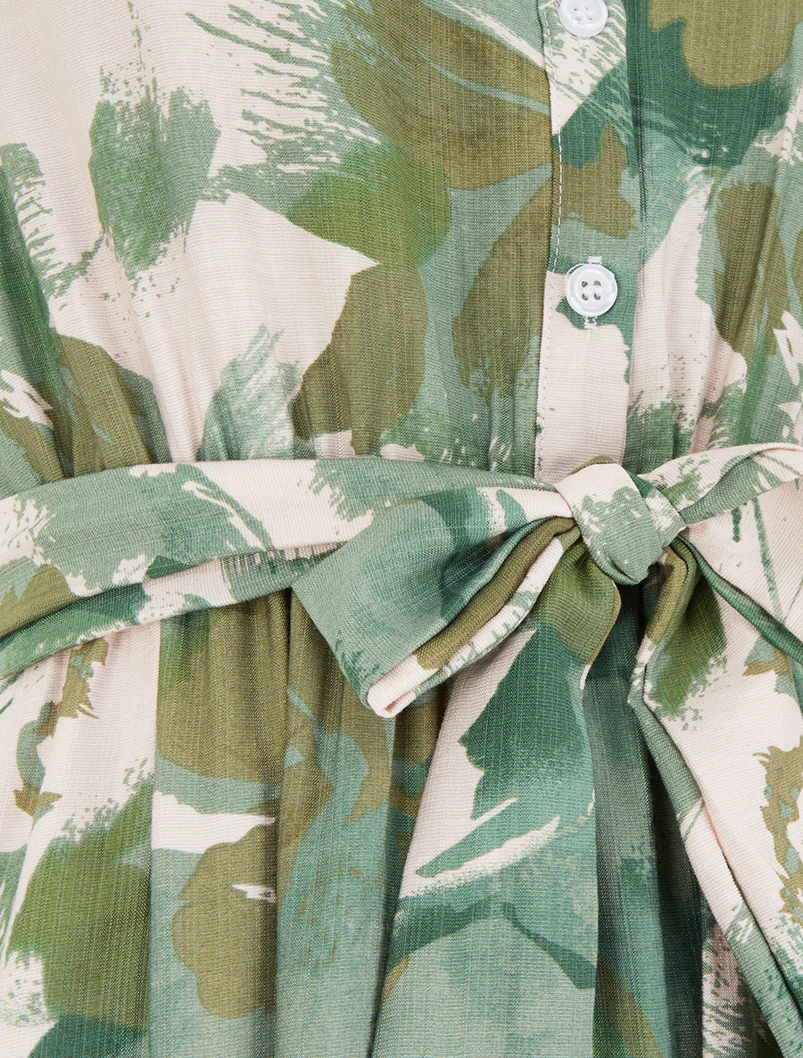 Lange overhemdjurk met abstracte print - Groen - Image 3