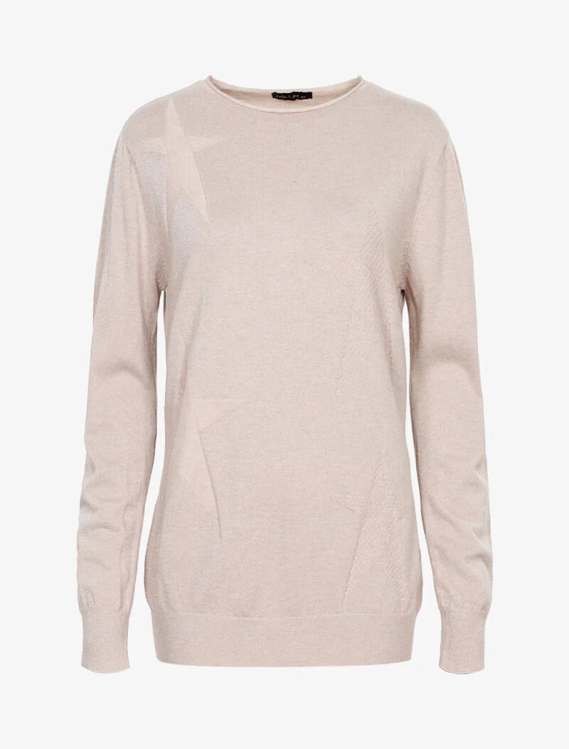Lang glitterende stertrui - beige