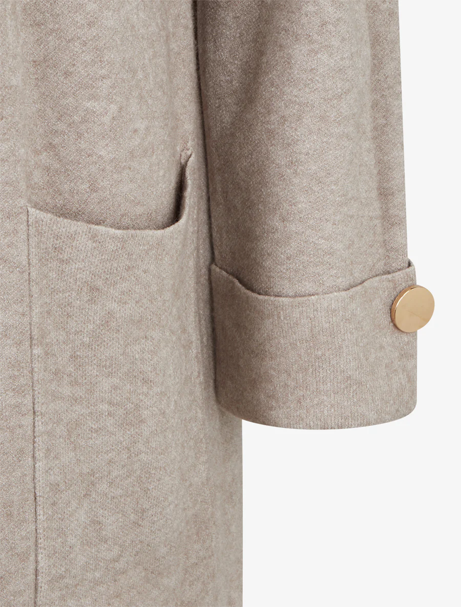 Lange rechte gilet met capuchon - Lichtmol - Image 3