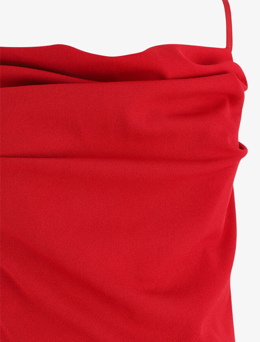 Lange rechte jurk met gedrapeerd effect - Rood - Image 3
