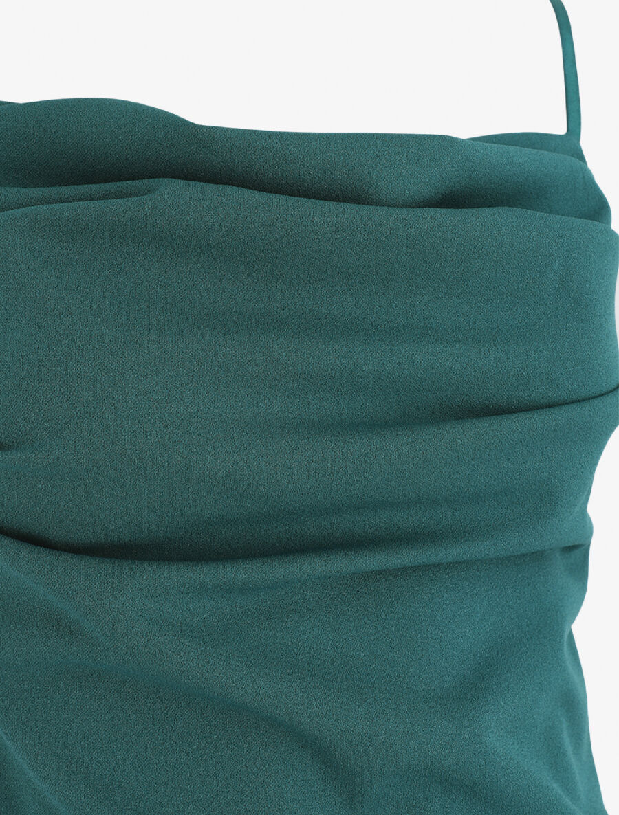 Lange rechte jurk met gedrapeerd effect - Blauwgroen - Image 4
