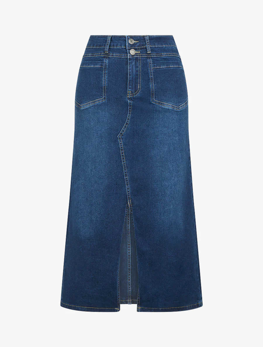 Lange rechte spijkerrok - Blauw
