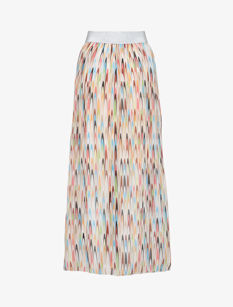 Lange retro print rok met een iriserende riem - Beige - Image 2