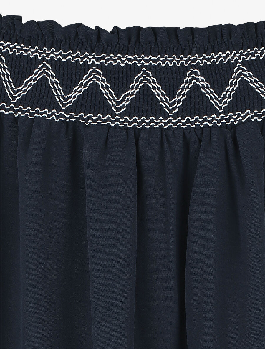 Lange rok elastische taille - Donkerblauw - Image 3