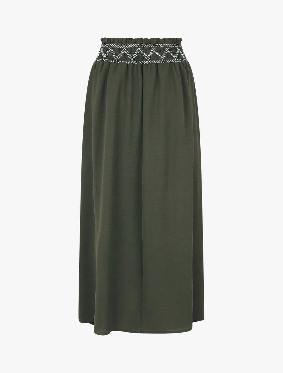 Lange rok elastische taille - Kakigroen - Image 2