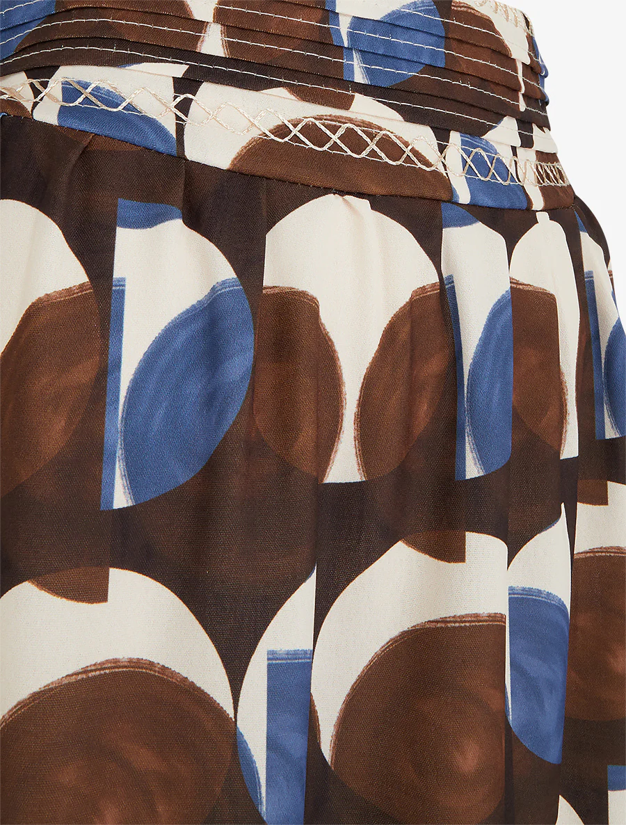 Lange rok met abstracte print en geborduurd detail. - Bruin - Image 3