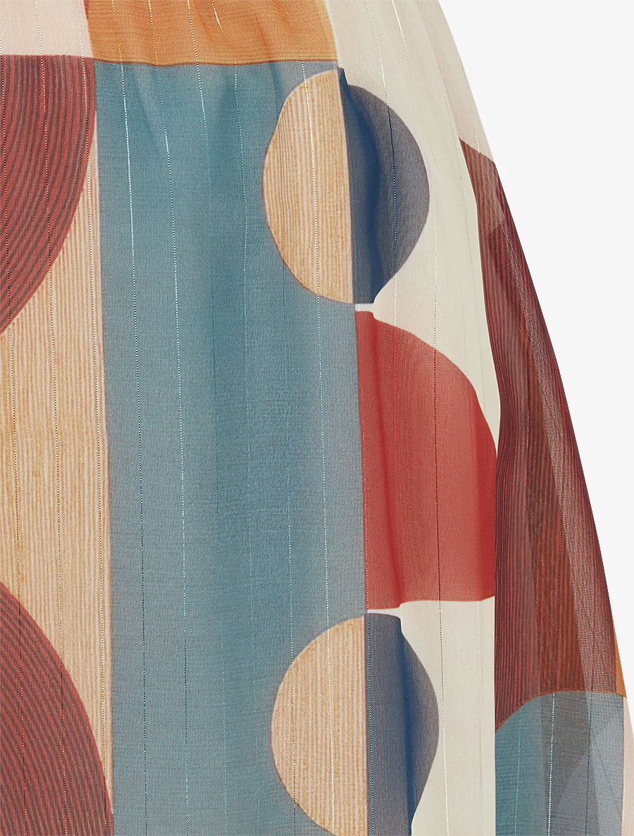 Lange rok met abstracte print - Eendenblauw - Image 3