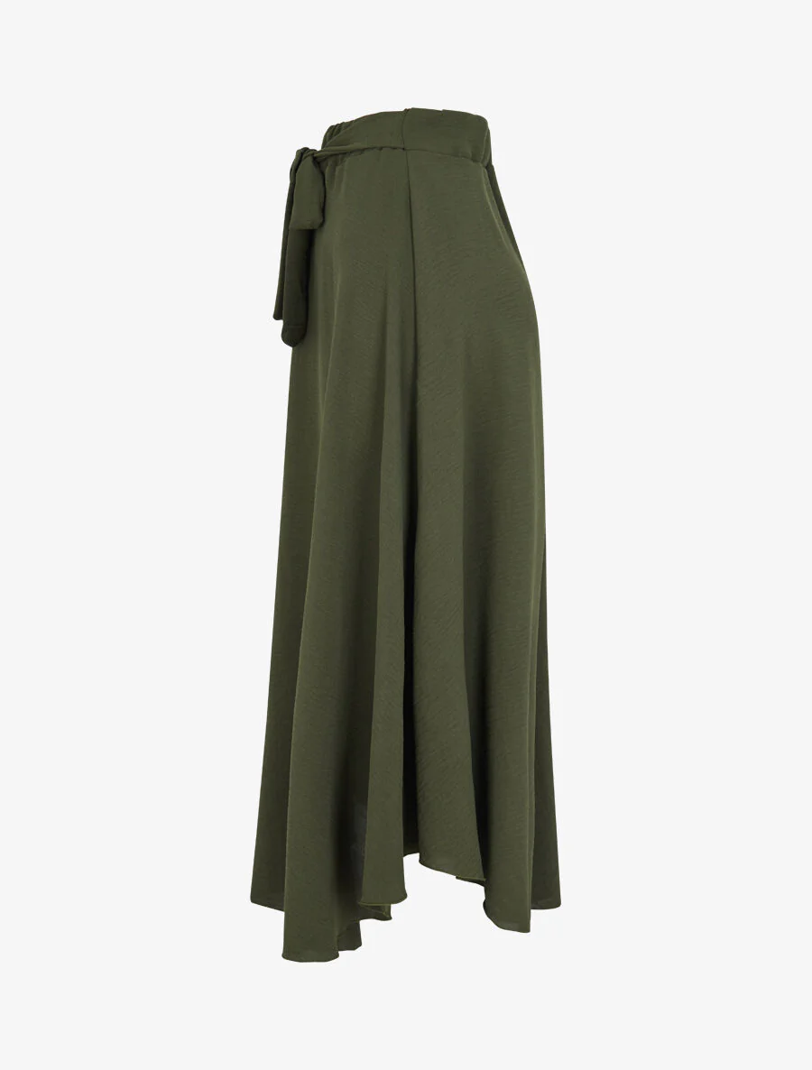 Lange rok met asymmetrische randen - Kakigroen - Image 2