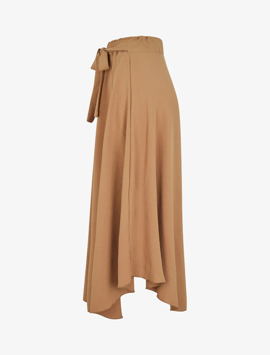 Lange rok met asymmetrische randen - Camel - Image 2