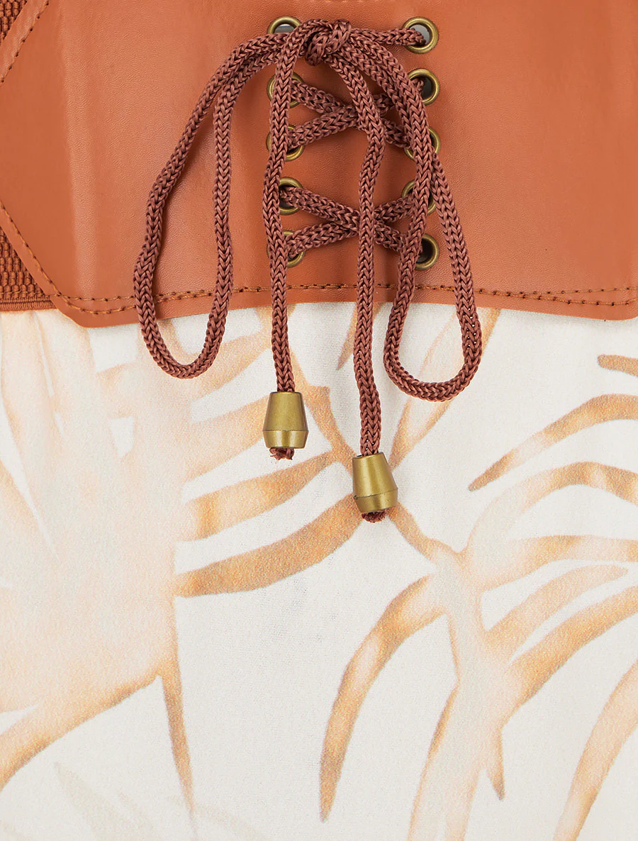 Lange rok met bladdessin - Beige - Image 3