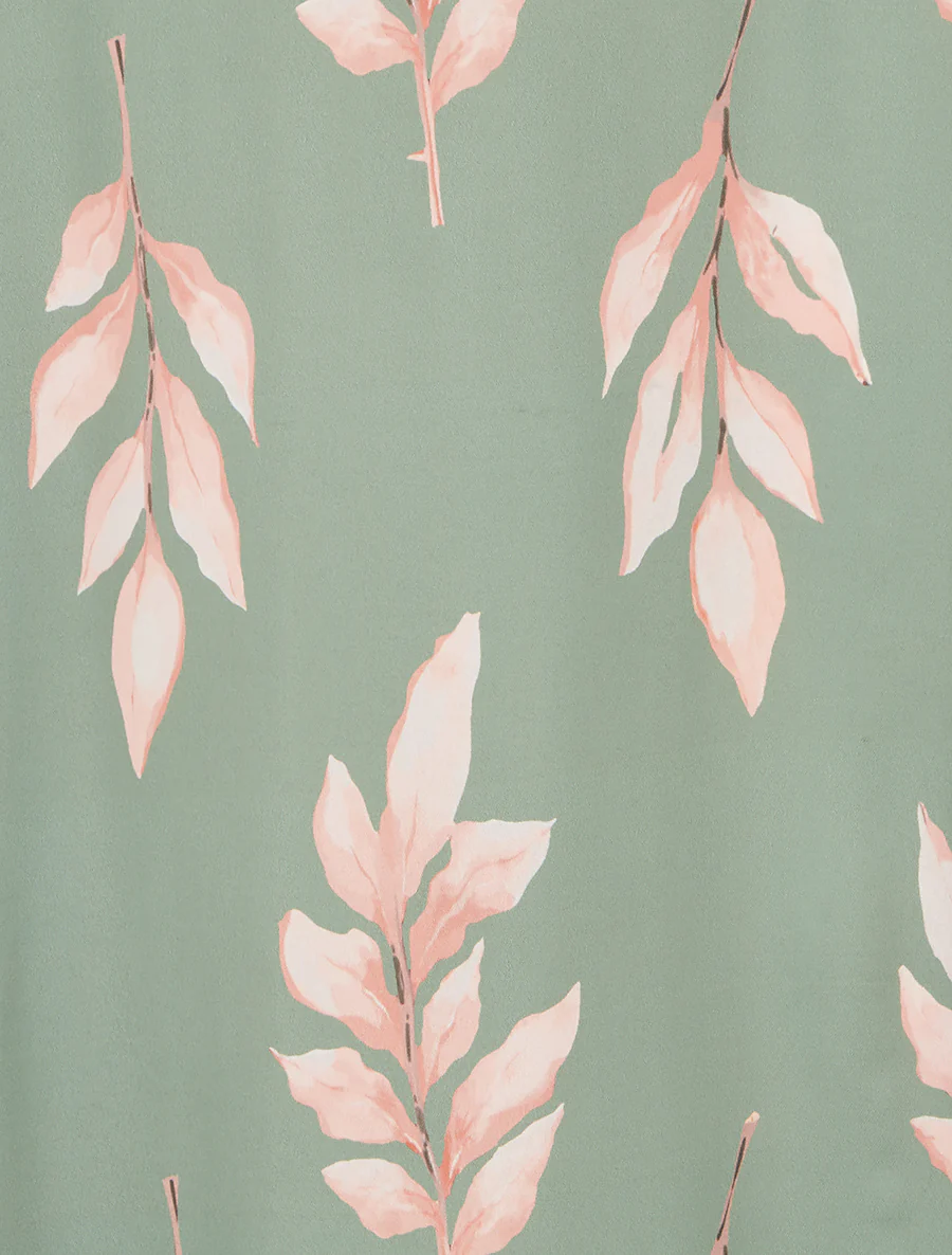 Lange rok met bladenprint - Kaki - Image 3