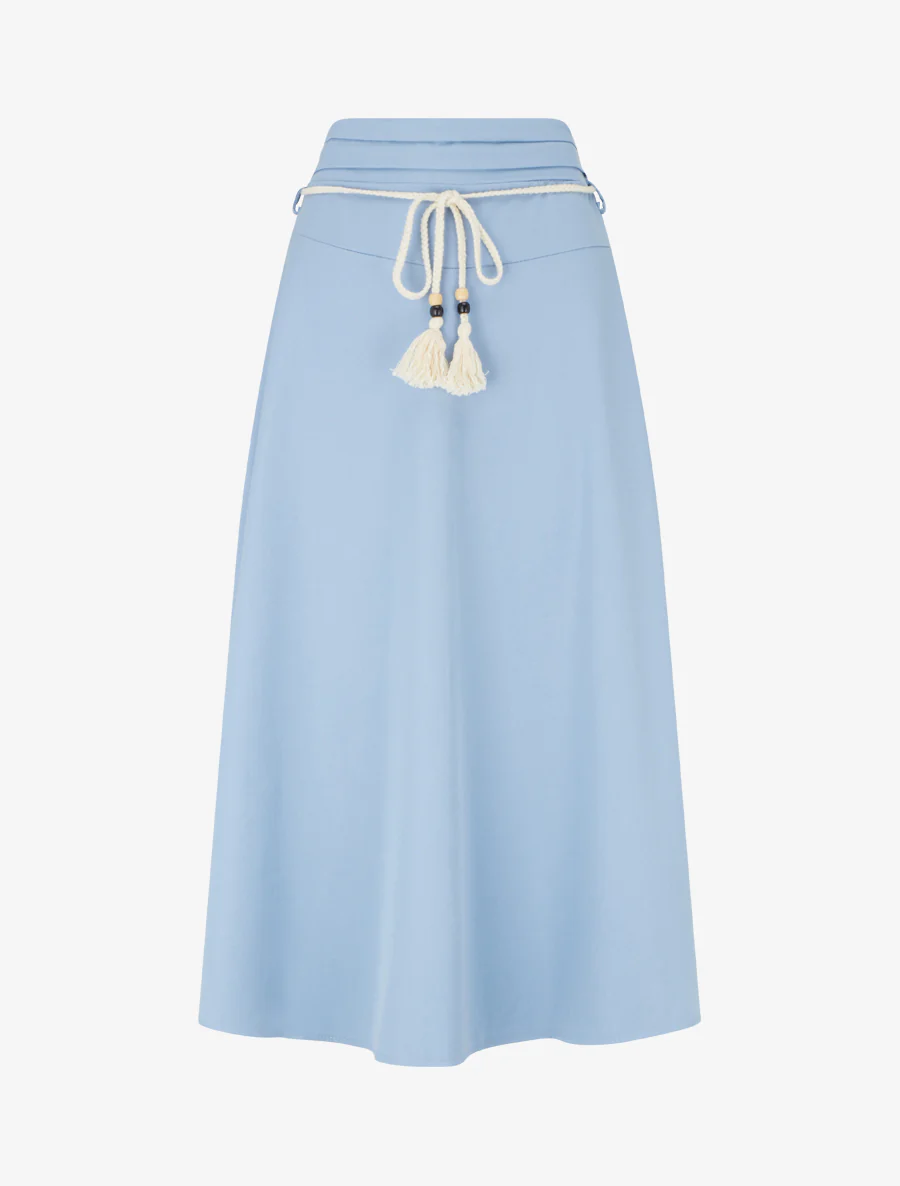 Lange rok met elastische tailleband - Lichtblauw