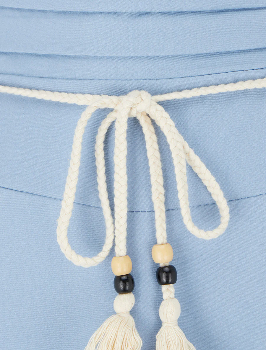 Lange rok met elastische tailleband - Lichtblauw - Image 3