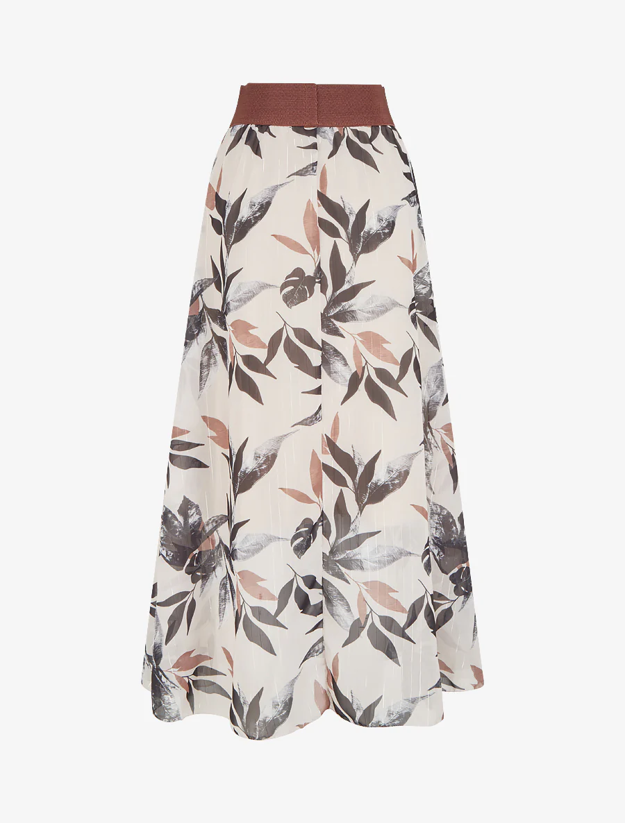 Lange rok met fantasie bladprint - Zwart - Image 2