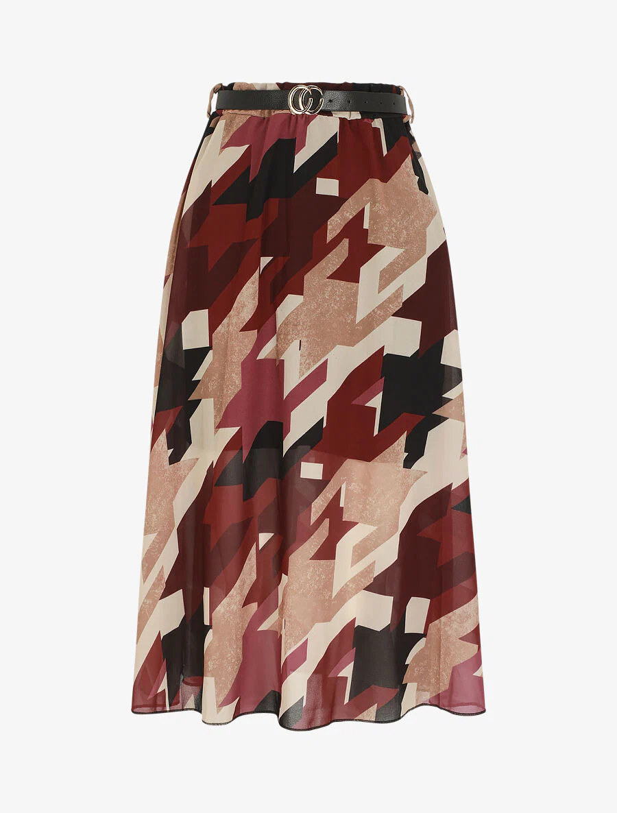 Lange rok met grafische print en elastische taille - Paars