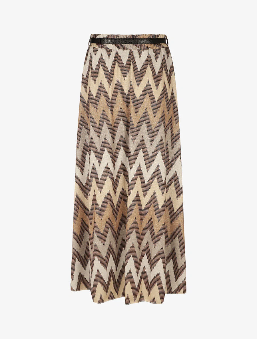 Lange rok met iriserende zigzagprint - Beige - Image 2