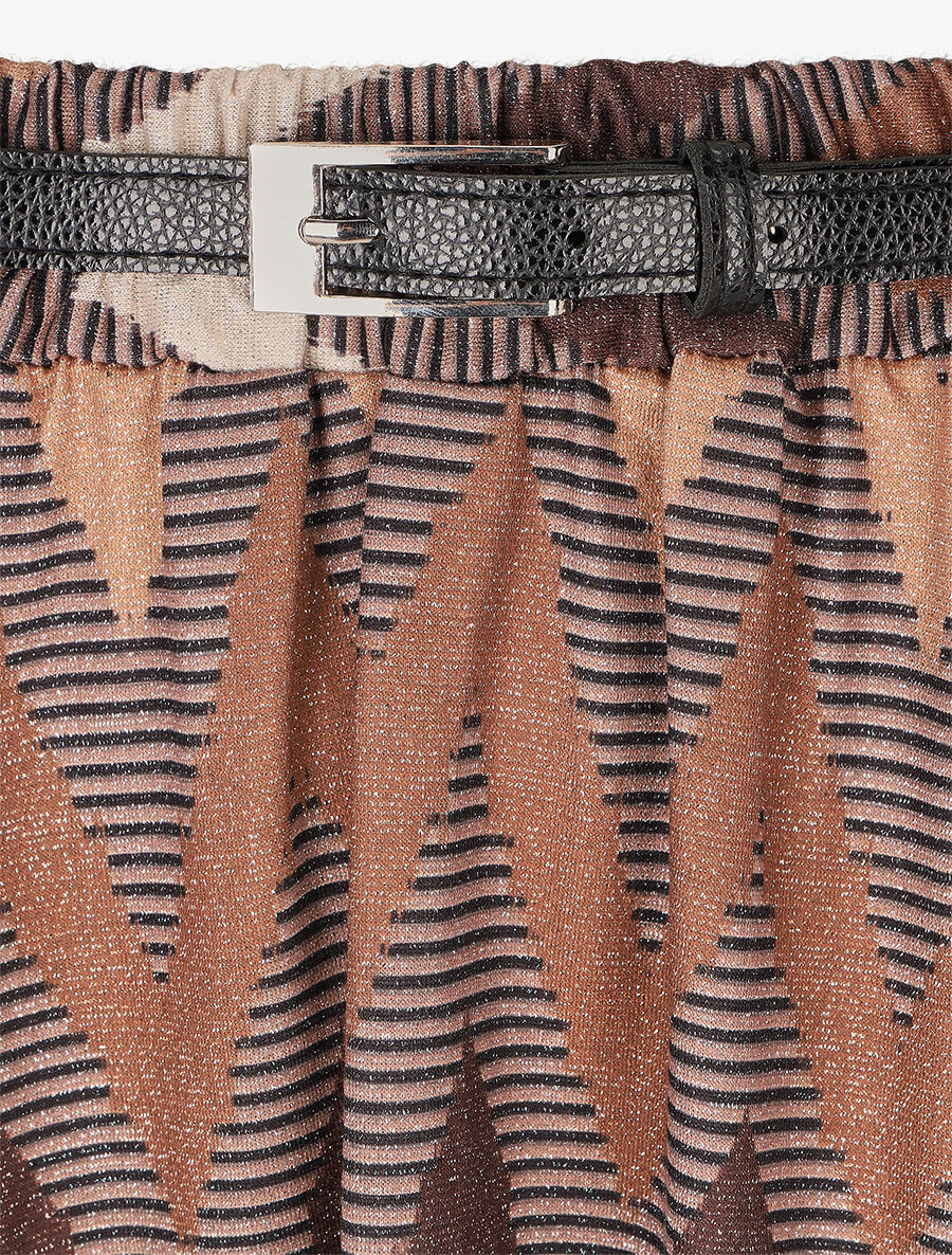 Lange rok met iriserende zigzagprint - Kameel - Image 3