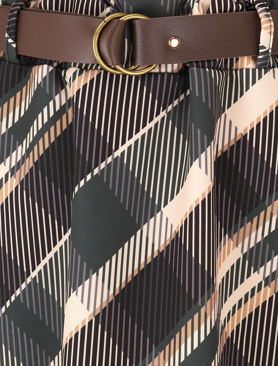 Lange rok met ruitenprint - Zwart - Image 3