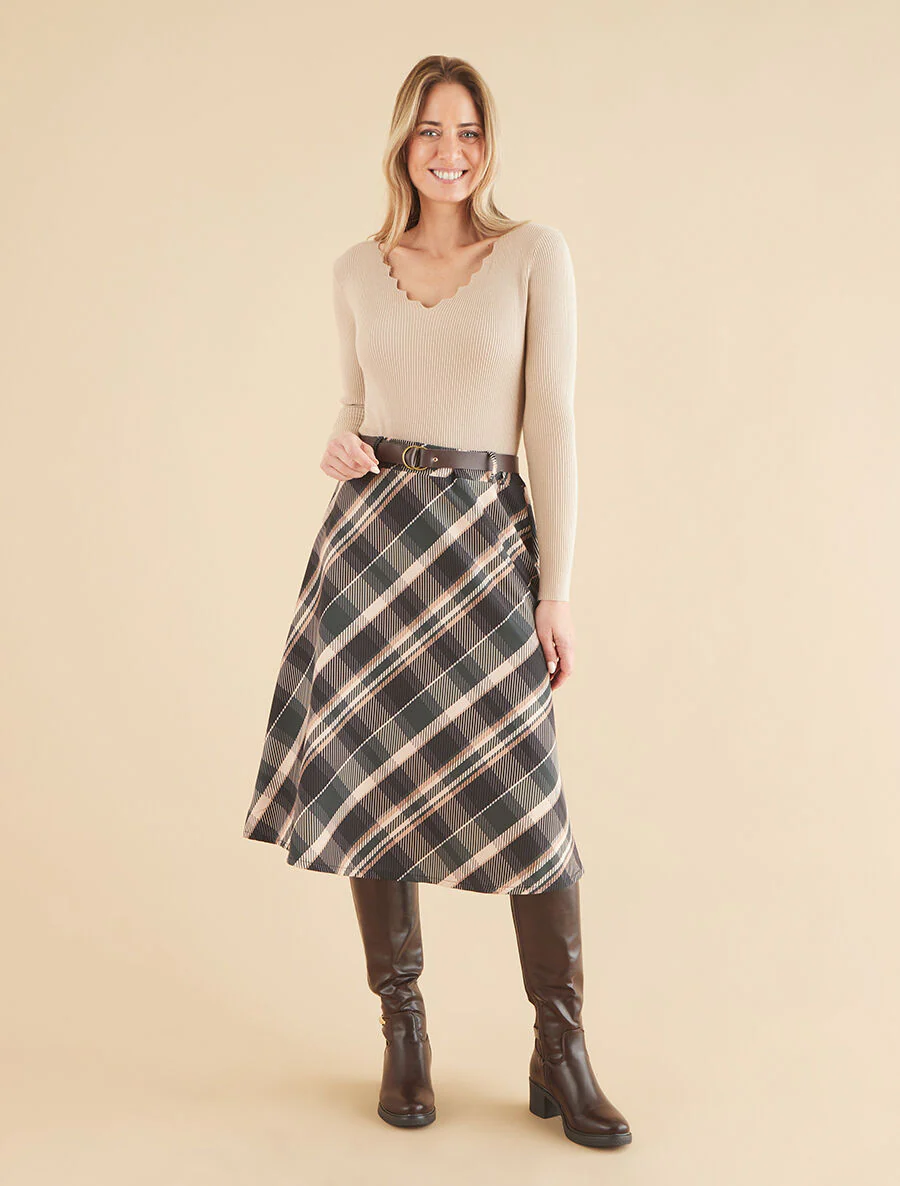 Lange rok met ruitenprint - Zwart - Image 4