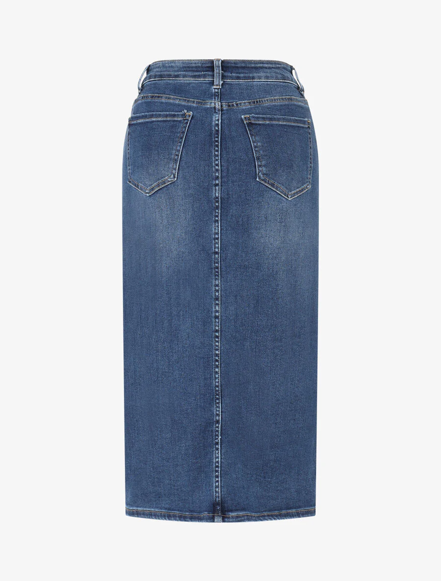 Lange rok met split aan de voorkant - blauw - Image 2